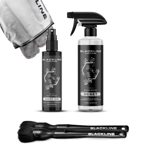 BLACKLINE RESET KIT - Scented Surface Cleaner, Air Freshener, Microfiber Cloth, Soft Brush - Car Detailing Products, Car Accessories, Multi-Surface Safe, Odor Elimination, Spotless Streak-Free Finish