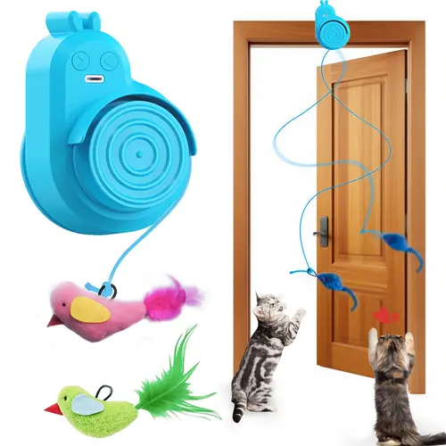 CATPICK Interactive Cat Toys for Indoor Cats Automatic Electric Flying Bird Feather Cat Toy - Best Kitten & Adult Cat Enrichment Toy Stick-on Hanging Electric Kitty Toys for Bored Cats