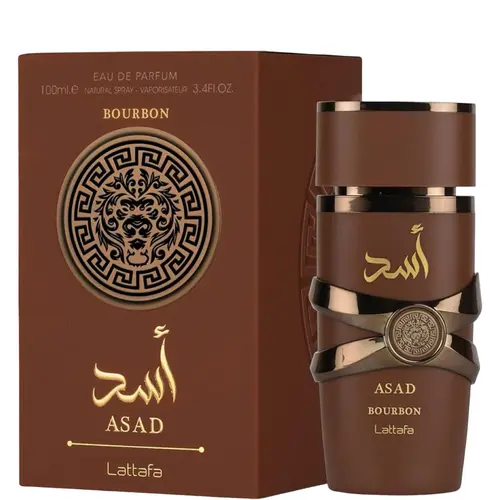 Lattafa Asad Bourbon Unisex Eau de Parfum Spray (3.4 oz) - Top Notes: Pink Pepper, Lavender, Mirabelle Plum, Amber, Vanilla, with Vetiver Drydown