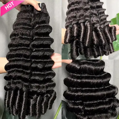 Lemoda Burmese Loose Deep Wave Curly Virgin Human Hair Bundles Loose Deep Wave Curly 100% Unprocessed Raw Human Hair Extensions Top Qanlity Hair Weave 3 Bundles Full and Thick summerwins