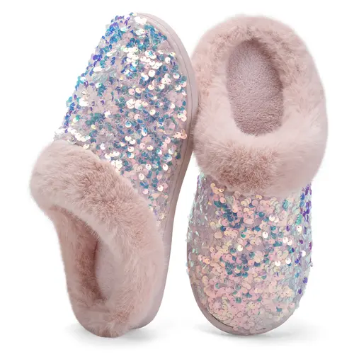 WateLves Women's Fuzzy House Slippers, Soft Knit Clog Slides with Plush Lining & Memory Foam, Indoor Outdoor Footwear with Anti-Skid Sole, Party, Fabric, Slip On, Cable Knit, Women's Shoes, Classic#sohochic