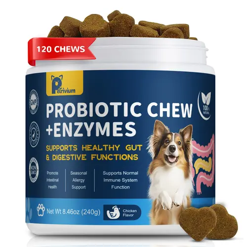 Petrivium Probiotics for Dogs - Dogs Probiotics Chews with Enzymes & Fiber Blend Supports Gut Health, Boost Immune - Natural Probiotic Supplement for Digestive, Diarrhea, Gas, Constipation, Itchy Skin,120Ct sohochic