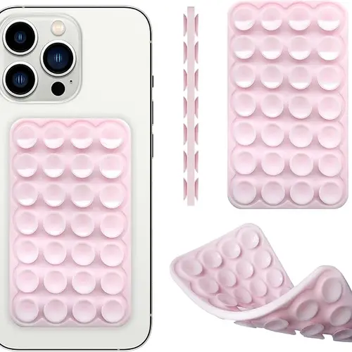 Silicone Suction Phone Case Mount 28 Strong Grip Holder Hands-Free Non-Slip Mount Double-Sided Adhesive Dash Holder for iPhone and Android Works on Glass Metal Plastic for Videos Selfies Beach Set Accessories sticky Smartphone Cellphone