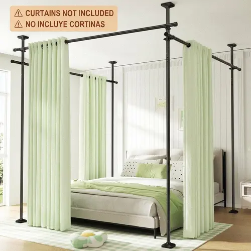 Room Divider Curtain Rod(Curtains NOT Included) - Adjustable 4-10ft Heavy Duty Room Divider Curtain Rod | No Drilling Wall Divider for Room Separation | Freestanding Tension Curtain Stand 28-171 inch Wide Partition Space Separator