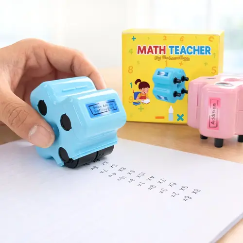 Math Teacher 4 in 1 Roller Stamp, Addition Subtraction Multiplication Practice Tool, Ink Stamp Roller for Kids Ages 5-9 1st 2nd 3rd Grade Classroom Homeschool Home Use, Back to School Supplies, Learning Gift for Kids | GoldenEgg