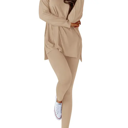 BTFBM 2026 Women Soft Lounge Two-Piece Set Comfy Matching Shirt and Leggings for Home Travel Casual Wear