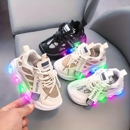 Peicnora Kids' LED Light Casual Play-Ready Sneakers, Breathable Nonslip Running Shoes for 3-5 Years Girls/Boys, All-Season Junior Footwear for Back to School