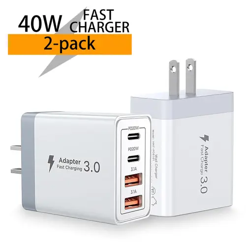 4-Pack 20W Dual Port Fast Charger, Type C and USB A Wall Adapter with 6FT USB C to C Cable, 480Mbps Data Transfer, Compact Travel Charging Kit for iPhone 17/16/15 Pro Max iPad Samsung Android Phones