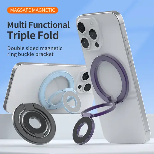 MagFlex Dual Magnetic Mobile Phone Stand - 50g Portable Compact Lightweight Magnetic Holder, Adjustable Foldable Kickstand, 360° Rotation, Double-Sided Magnet, MagSafe Compatible, Easy On/Off, Gym-Ready for iPhone Series (17/16/15/14/13)