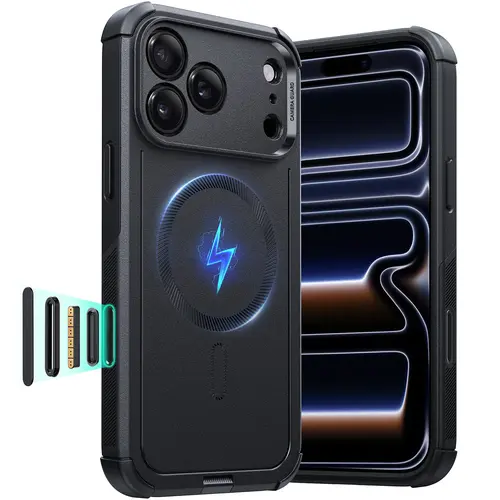 ESR Shockproof Phone Cover for iPhone 18/17 Pro Max/Pro, Cyber Tough Magnetic Smartphone Casing with Camera Control, 23-Foot Military-Grade Drop Protection, MagSafe-Compatible Handheld Accessory