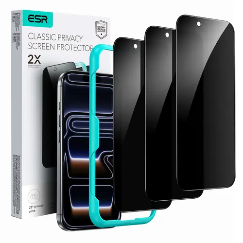 ESR 3 Pack for iPhone 17 Pro Max /17 Pro /17 Air/17(iPhone 17/16/15 All Models)Screen Protector, [9H Hardness] [Military Grade Shatterproof] Full Coverage Tempered Glass Film with Easy Installation Tool, HD Clear, Scratch Resistant