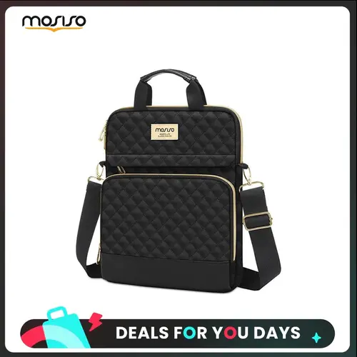 MOSISO 11–12.9 inch Quilted Tablet Sleeve, Unisex for men women, Handheld/Shoulder/Crossbody, Compatible with iPad Pro 13 (M4), iPad Air 13 (M3/M2), iPad Pro 12.9 (1st–6th) with Magic Keyboard, 2 Front Pockets, Shock-Absorbing Lining, Work/School/Travel