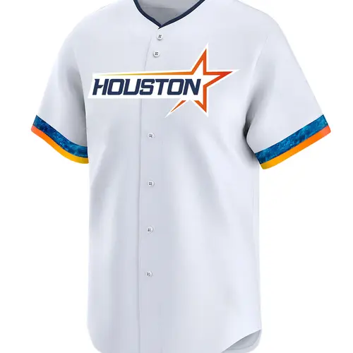 Men's 27 White Button Front Embroidered Baseball Jersey, Regular Fit Casual Short Sleeve V Neck Baseball Top for Daily Wear, Men's Clothes for All Seasons, Embroidery Sportswear, Sports Clothing
