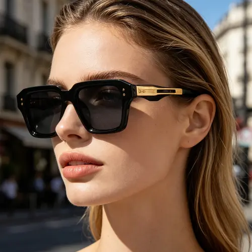 CATERSIDE Square Metal Sunglasses, Trendy Casual Sunglasses, Fashionable Sunglasses, Sun protective sunglasses, Classic and stylish eyewear made of PC and metal materials, Ideal for traveling, beach trips, road trips, driving