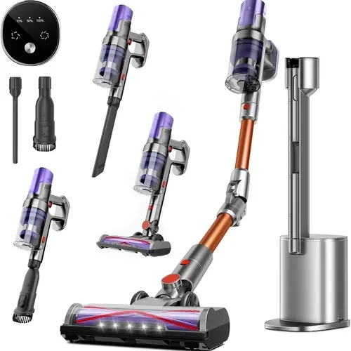 XBEAUTY RS545 3-in-1 Cordless Stick Vacuum - 400W Motor, Bendable Handle, Detachable Rechargeable Battery, Automatic Dirt Disposal Dust Bin, Auto Cleaning Tool for Home Pet Hair, Hardwood Floors,techvibes