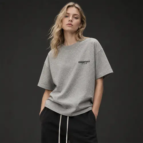 Fear of God Essentials T-shirt Dark Oatmeal OVER SIZE Casual Wear Comfortable Fit Simple Design Versatile Everyday Wear Menswear Tops Crewneck ShortSleeve Tropical