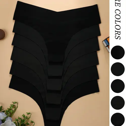 Women's High Waisted Seamless Underwear Set, Breathable Comfortable Yoga Thong Panties, Fitted Casual Style, All Season Thin Fabric, Soft Minimalist Panty, Fitted Knicker, Soft Comfy Panties