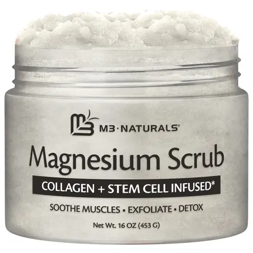 Magnesium Body Scrub for Sore Muscles, Exfoliation, Relaxation and Deep Hydration | Calming & Moisturizing Mineral-Rich Dead Sea Salt Formula With Collagen, Stem Cell & Shea Butter, 16 OZ (453 G), Body Exfoliant, Exfoliating Body Polish