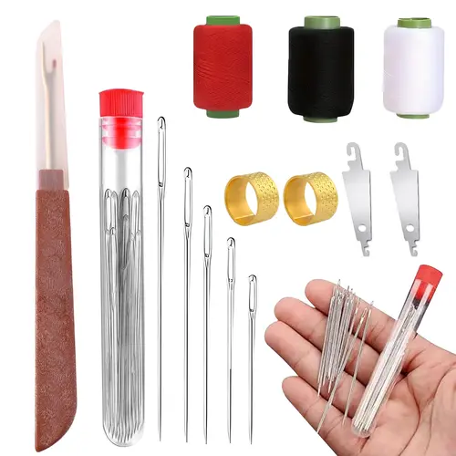36PCS Multi-Size Rustproof Sturdy Steel Fine Needles Set - 34-piece Coverage Hand Sewing Supplies Kit, Long-Thin Short Needles for Silk, DIY Crafting Projects