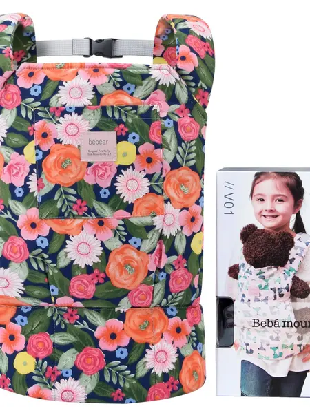 Bebamour Unisex Floral Print Cozy Wrap Carrier for Reborn Baby Dolls, Safe Carry Accessory, Christmas Gift for Doll Enthusiasts