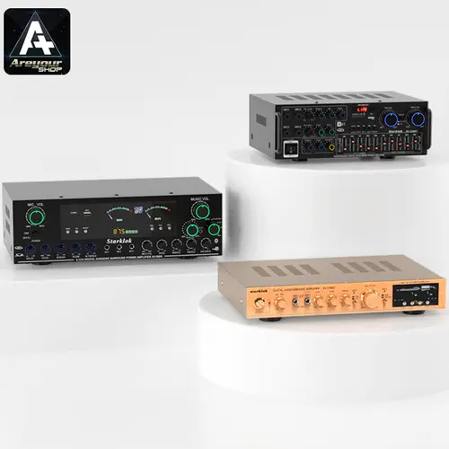 Areyourshop Black/Gold Power Amplifier with EQ Bluetooth5.0 & Remote Control - USB/Disk/SD Playback for Home Cinema Party Car Conference, Bluetooth Amplifiers
