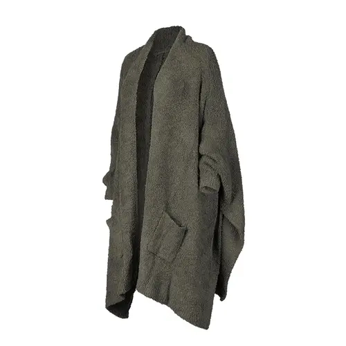 Hixiaohe Women's Sherpa Wearable Blanket Poncho - One Size, Solid Plain Double Layer, Cozy Plush Shawl with Pockets & Thumb Holes, Easy Care for Home, Camping, Loungewear