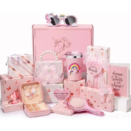 Magical Unicorn Easter Gift Box Set - Includes Positive Affirmation Cards, Empower Challenge, Unicorn Toy - Festive Party Supply for Classroom Exchanges, Daughter’s Birthday Gifting