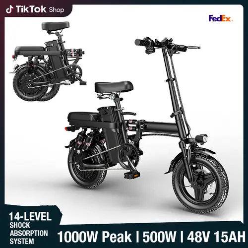 Folding Commuter E-Bike for Adults, High-Speed 500W Motor, 48V 15Ah Battery with 100km Range, Dual Disc Brakes, 16-Level Shock Absorption, UL2849 Certified