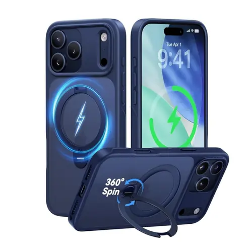 CASEKOO Official iPhone 17 Pro Max Casing (6.9in), Adjustable 360-Spin Magnetic Ring Grip Stand, Foldable Compact MagSafe-Compatible Cover with Camera Protection, Military Drop Protection, Non-Slip Edge, Matte Shockproof Phone Accessories