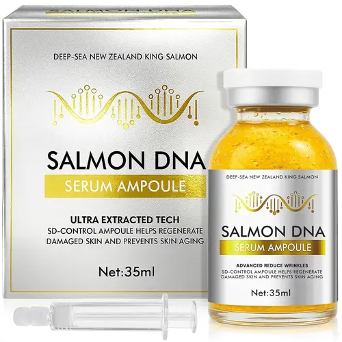 Anti Aging Ampoule with Salmon DNA & Collagen Bio-Peptides - Anti Wrinkle Tightening & Deep Moisture Serum for Firming Skin,travel essentials, Ampoule Form