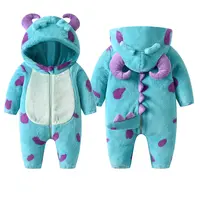Baby Fleece Bodysuit, Cartoon Cattle Romper with Horned Hood, Warm Winter Snowsuit for Infants & Toddlers, Baby Boy Clothes, Baby Clothing, Animals,back to school