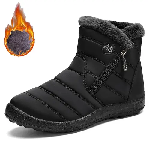 Women's Waterproof Snow Boots, Basic Nylon Ankle Boots with a Warm Faux Fur Lining and Non-Slip Rubber Sole for Outdoor Winter Street Wear