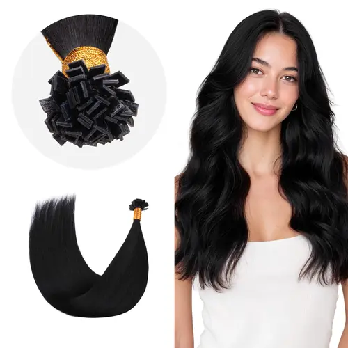 GOO GOO K Tip Hair Extensions Real Human Hair 14-24inch 50G K tips & Mini K tips extensions Keratin Bond Hot Fusion Pre Bonded Hair Extensions Flat Tip Natural Straight Remy Hair Extensions for Women summer hairstyles #tiktokshopbacktoschool #sohochic