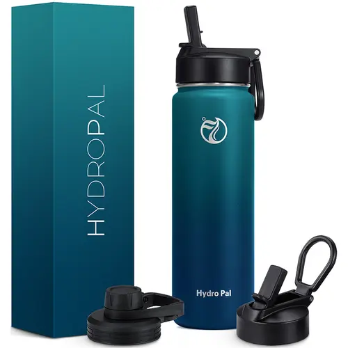25oz Double-Wall Insulated Stainless Steel Sports Water Bottle - Obsidian Ombre, Leakproof Portable Tumbler with 2 Lids (Chug & Straw), 12H Hot Hold, Modern Chic Insulated Drinkware, Hydration BFF for Workouts, Drink/Beverage Bottled Everyday Carry