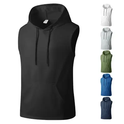 Men's Loose Fit Quick-Dry Hooded Sleeveless Tank Top - Drawstring Active Sportswear, Breathable Athletic Training Apparel, Running & Athleisure Vests for Summer Basketball Workouts