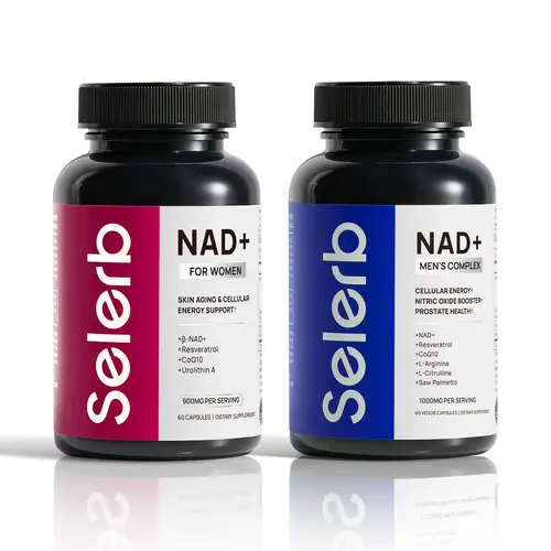 Selerb NAD+ Dietary Wellness Supplement Bundle for Adults - Liposomal-beta-NAD+, Trans-Resveratrol, CoQ10, D-Ribose, L-Carnitine, L-Arginine, Maca, Ashwagandha for Cellular Renewal, Energy, Skin Health & Skin Aging Support