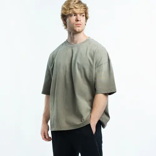 EKKO Distressed 100% Cotton Oversized Acid Washed T-Shirt