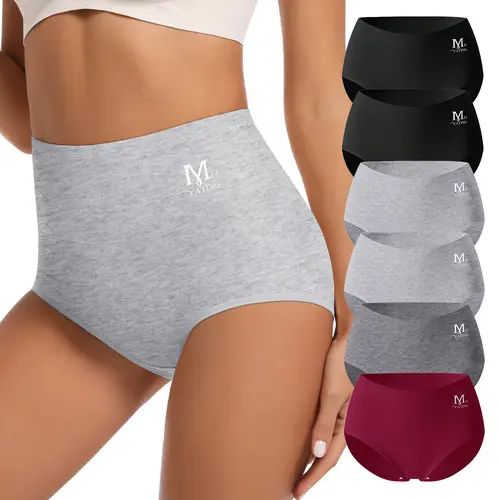 Morelect Women's Basic Tummy Control Cotton Panties, 4/6/8 Pack Mid-High Waist Briefs - Soft Breathable Underwear for Women, Year-Round All-Day Comfort, Casual Underwear Sets, Year-Round Wear
