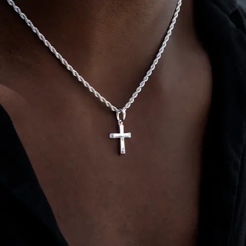 GLD Micro Simple Cross Pendant in White Gold, 18k Gold Plated, Life Guarantee - Perfect Gift(Chain Not Included) #TikTokShopBackToSchool