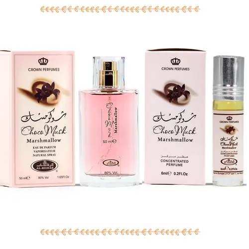 Al Rehab Choco Musk Marshmallow Perfume for Women | Eau de Parfum 50ml & Oil Roll-On 6ml | Sweet Strawberry, Marshmallow & Cocoa | Viral TikTok Long-Lasting Gourmand Scent | Affordable Luxury Arabian Perfume