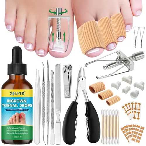 XIFEPFR 20-Piece Professional Stainless Steel Clipper Set - Thick Nail Tool, Ingrown Toenail Lifter, File, Heavy-Duty Manicure & Pedicure Kit for Home, Travel Pain Relief Care
