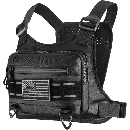 Chest Bag For Men and Women Water Resistant Running Vest Tactical Chest Bag Pack for Sports Outdoor Chest Running Training Bag Backpack with American Flag Patch tiktokshopbacktoschool