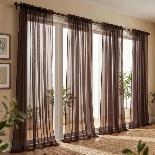 Classic 4-Panel Solid Light Voile Sheer Rod Pocket Curtain Panels (52"x84"), Lightweight Durable Wrinkle-Resistant Window Drapes for Bedroom Decor, Living Room Decor, FT2508 Summer Gift #SummerVibes