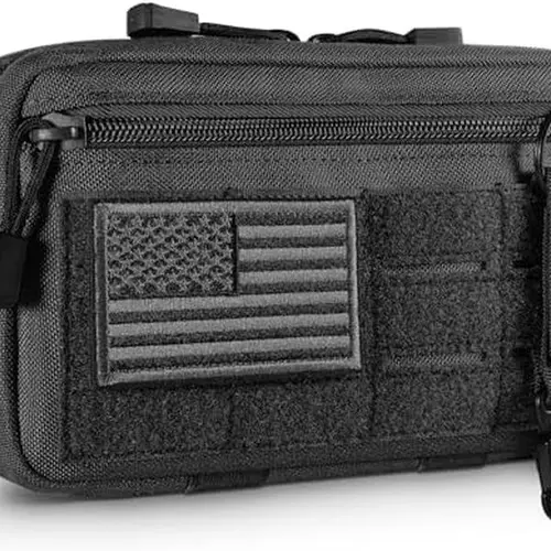 BIGWIG Men's Tactical Molle Admin Pouch - 8.7"x5.3"x2.2" 1000D Nylon EDC Tool Pouch with US Flag Patch, Keychain, Waist Slip Pocket, Mesh, Snap - Modular Durable Tactical Accessory for Back to School, Cars