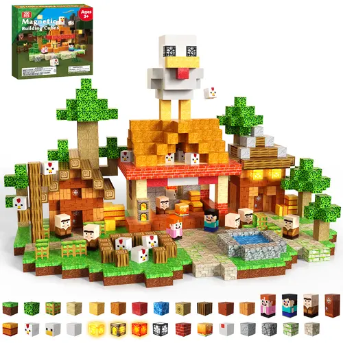 200PCS Magnetic Blocks with Light-Up Blocks, Magnet Building Blocks, Stacking Magent Cubes, STEM Montessori Educational Sensory Toys for Boys & Girls Ages 3-12 Easter Birthday Gift,summerwins