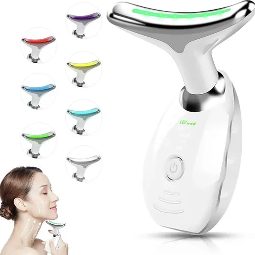 Neck Face Massager, 7 Color Led Face Neck Massage for Skin Care at Home, Portable Facial Massager,Face Sculpting Tool,Multifunctional Vibration,back to school,back to school haul