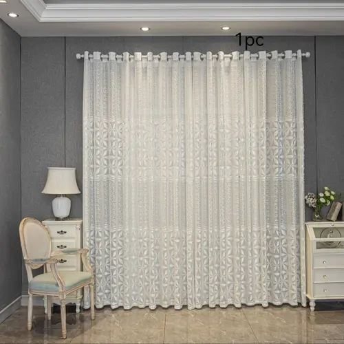 Hollow Out Design Finished Curtain, Modern Simple Luxury Curtain, Privacy Grommet Curtains, Light-transmitting Window Decoration for Balcony, Bedroom, Living Room and Office, Decoration Items