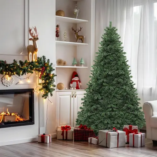 YITAHOME Green Spruce Artificial Christmas Tree, 6/7.5ft Artificial Pine Tree with 880 Branch Tips and Metal Hinges, and Foldable Base for Home, Office, and Party Decorations