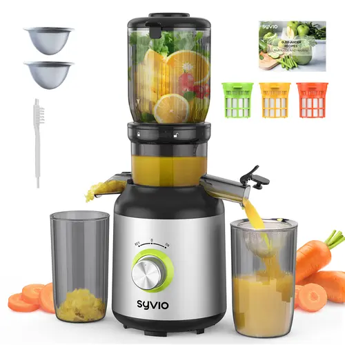 Ganiza Juicer Machines Cold Press with 3 Detachable Filters 64 RPM Slow Masticating Technology Large Feed Chute Easy Clean BPA Free Silver,home essentials