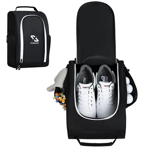 Golf Shoe Bag for Travel Zippered Sport Shoe Carrier Bags with Side Accessory Pockets for Socks, Tees, Golf Balls Golf Equipment Golf Pack tiktokshopbacktoschool, Golf Gear, Supplemental Golf Accessories, Unisex
